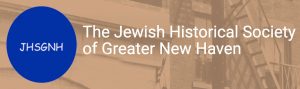 A blue circle with the letters JHSGNH and the words Jewish Historical Society of Greater New Haven