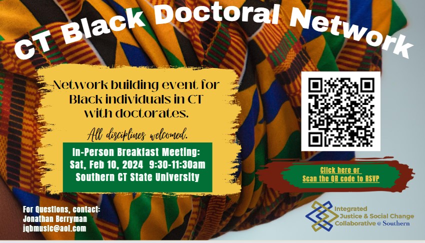 Ct Black Doctoral Network Flier with QR Code and link for RSVP