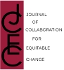 Red with black lettering logo for the Journal of Collaboration for Equitable Change