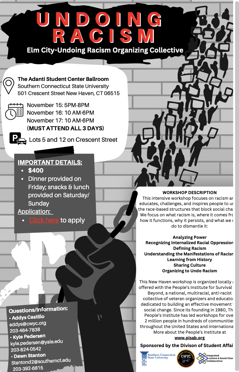 Flier with Undoing Racism Workshop Details